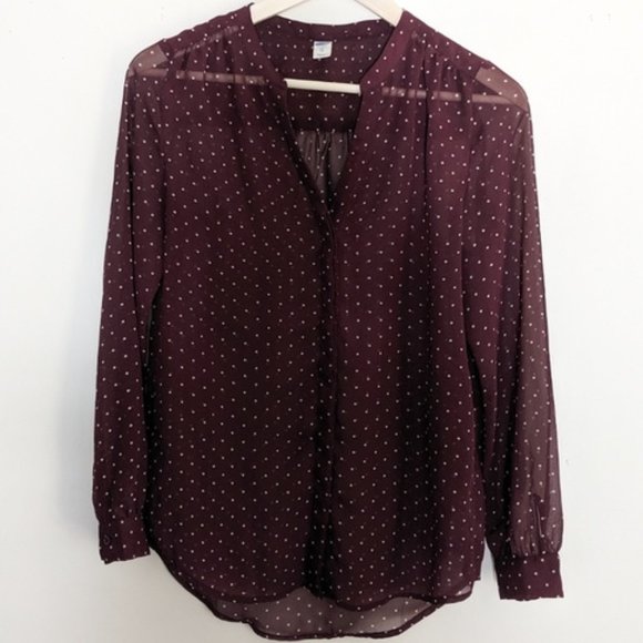 Old Navy Tops - Old Navy Sheer Polka Dot Blouse Size M